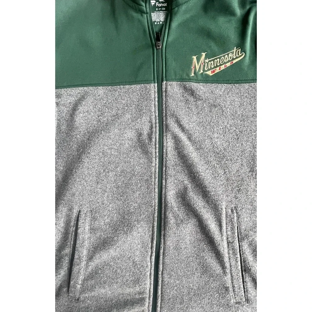 Minnesota Wild Performance Fleece Jacket Small Gray NHL‎ Full Zip Embroidered